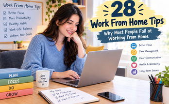 28 Work From Home Tips for Better Productivity Featuring a Woman Working at Her Home Office